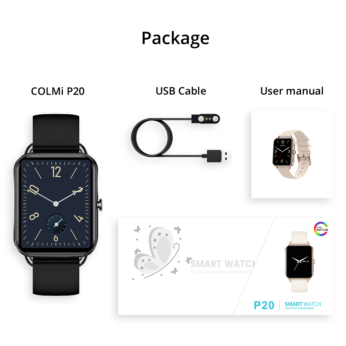Contenido del paquete del reloj inteligente COLMI P20 (21)
