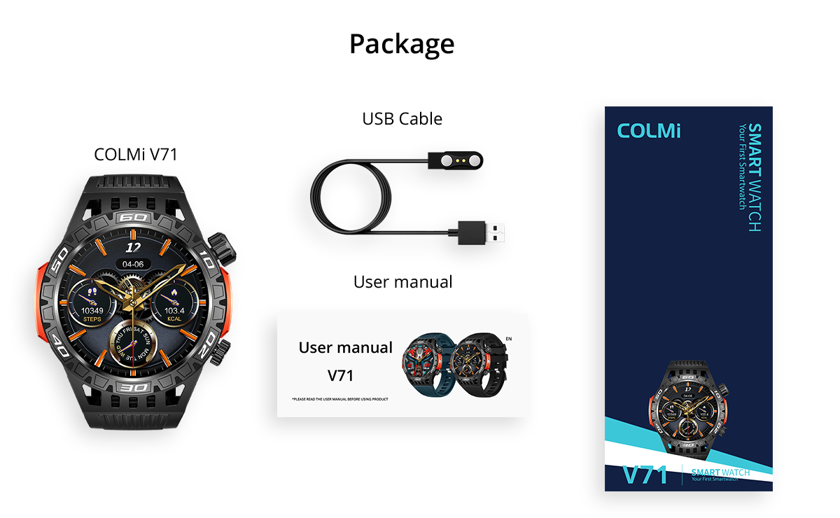 Contenido del paquete del reloj inteligente COLMI V71 (21)