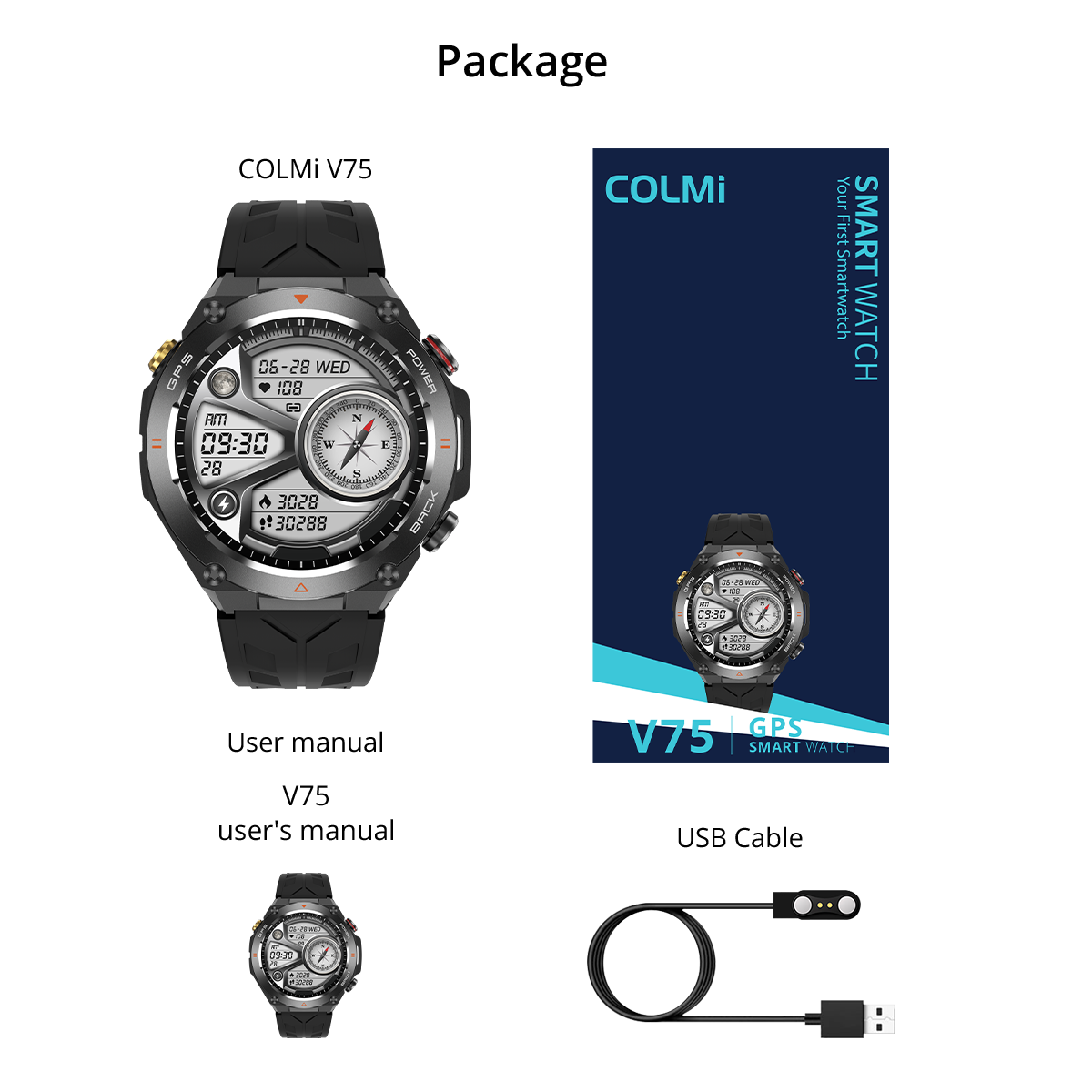 Contenido del paquete del reloj inteligente COLMI V75 (21)
