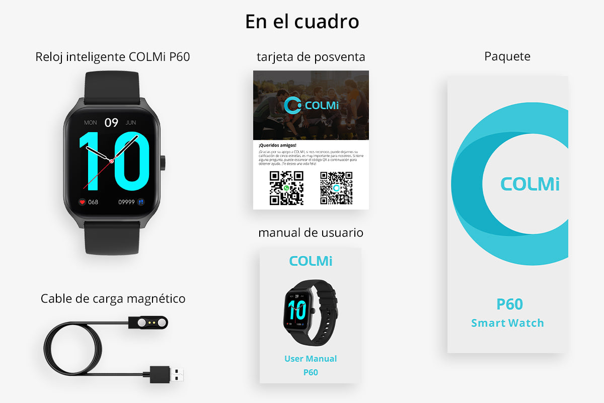 Dibujo del paquete del reloj inteligente COLMi P60 (1200x800)