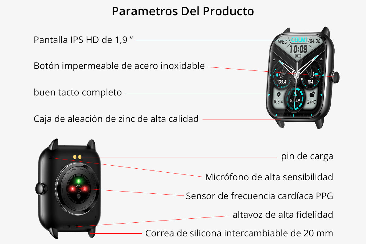 Reloj inteligente C61 parámetros detallados (1200x800)