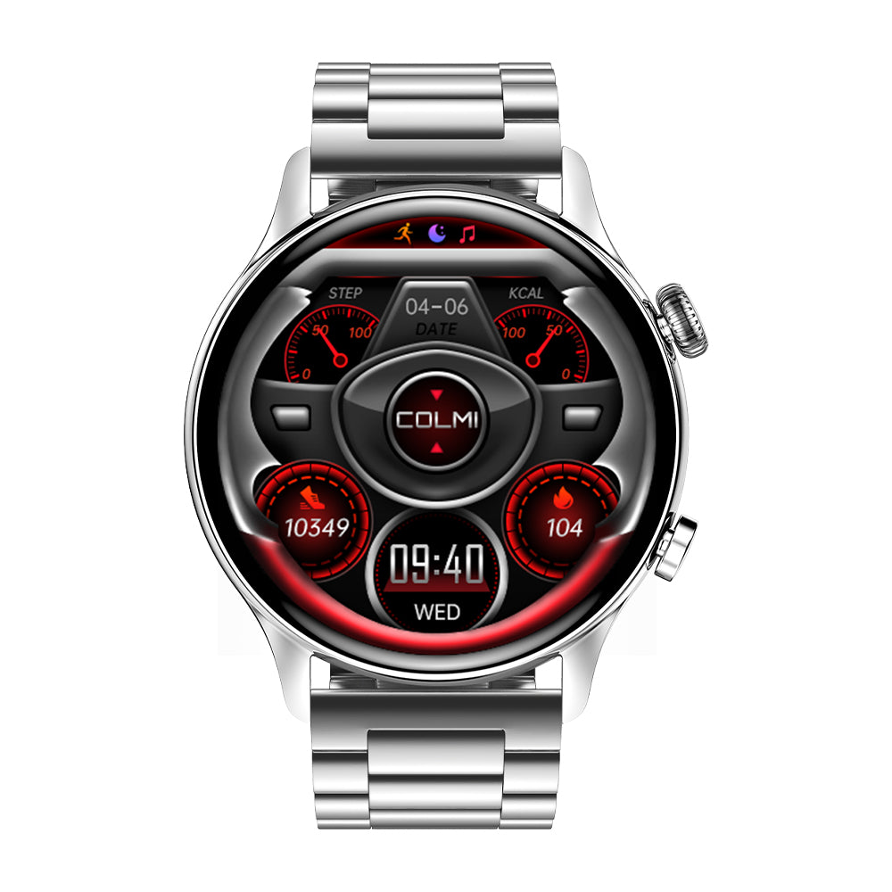    Reloj inteligente i30 Banda de acero plateado frontal