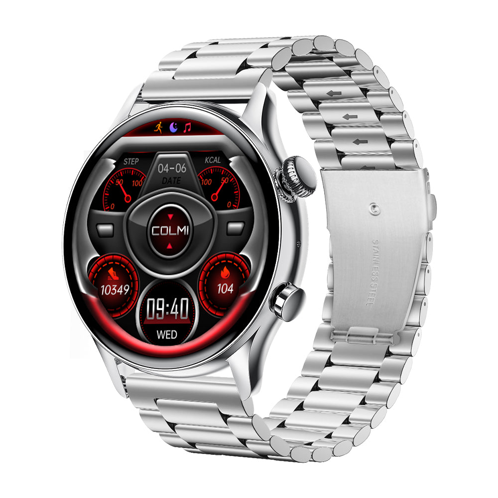    Reloj inteligente i30 banda de acero plateada lado izquierdo