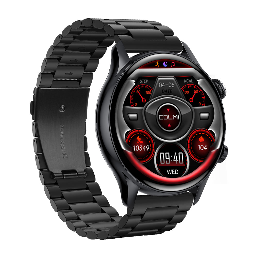    Reloj inteligente i30 correa de acero negro lado derecho