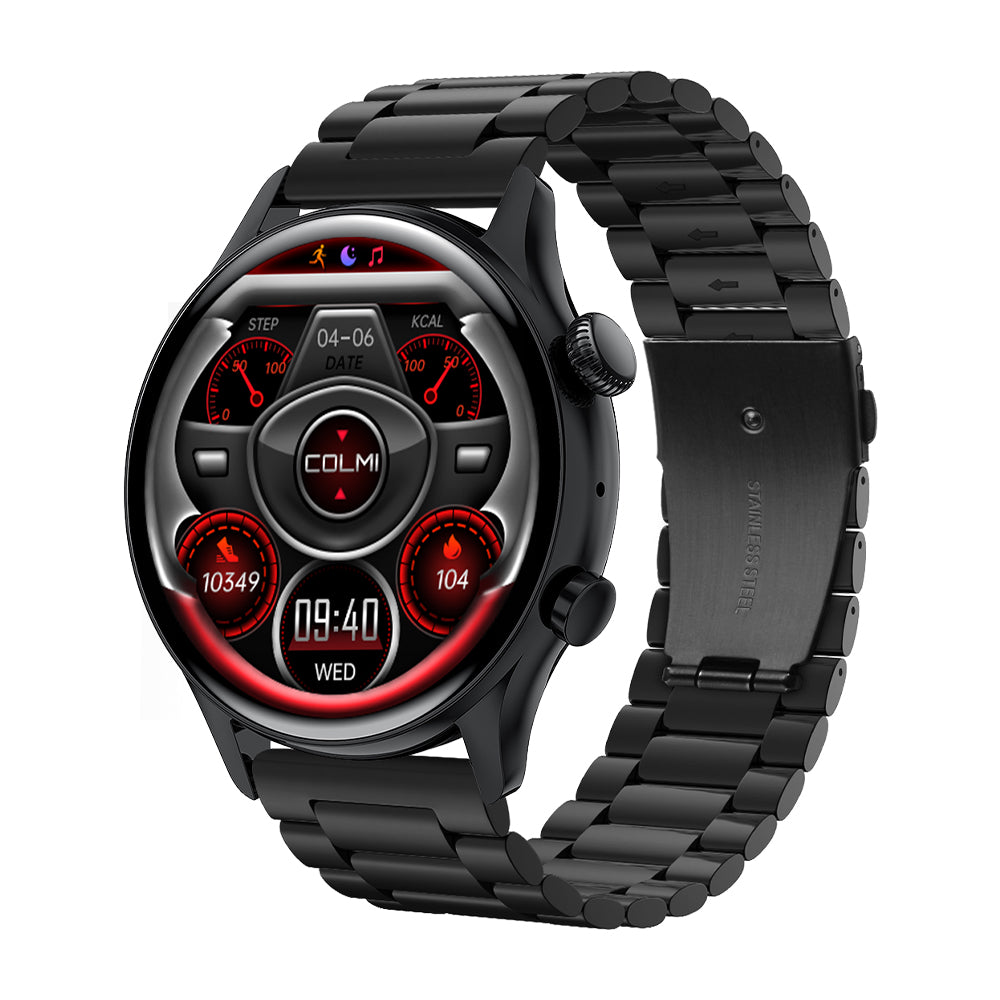 SmartWatch i30 Negro Correa Acero Izquierda